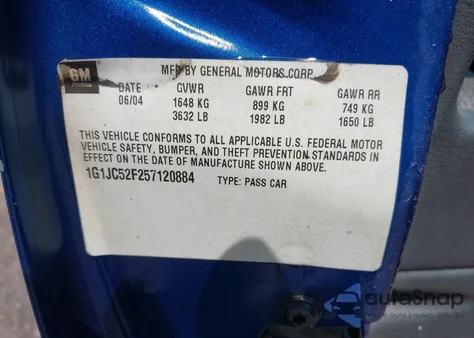 2005 Chevrolet Cavalier из США, поврежденный, VIN 1G1JC52F257120884